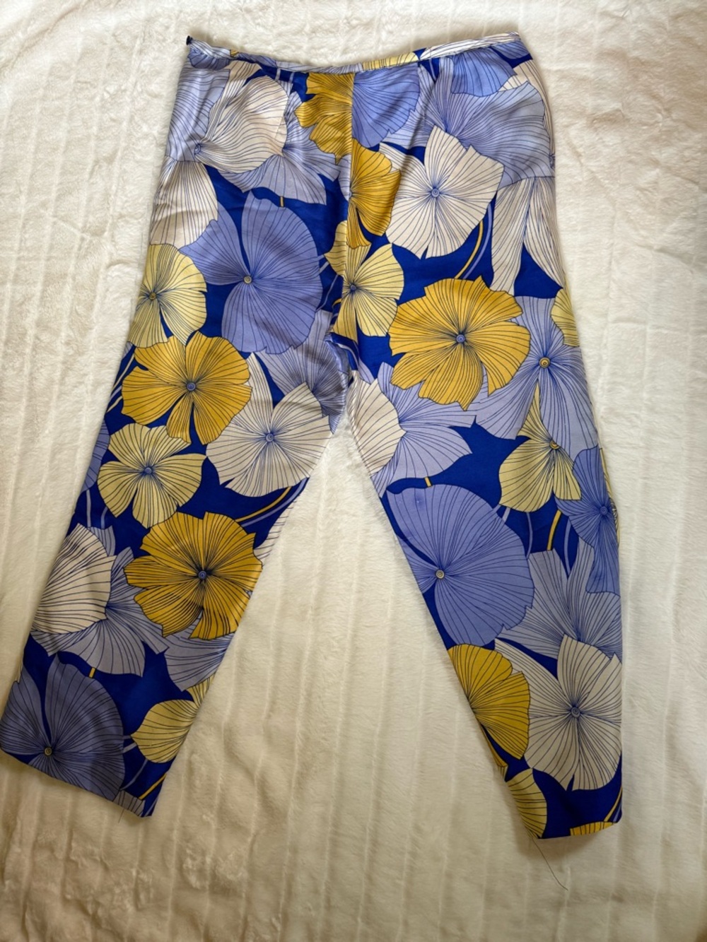 Floral Wide-Leg Pants in Blue and Yellow - Picture 2 of 6